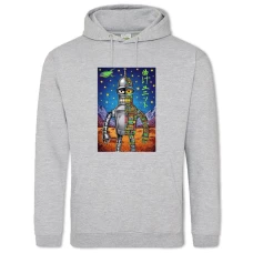 Hoodie with Print Futurama Bender Art - 2XL grey