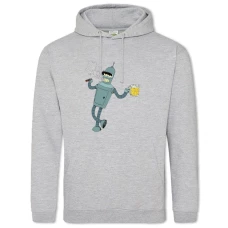 Hoodie with Print Futurama Bender With Beer - 2XL grey