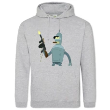 Hoodie with Print Futurama Robot Bender - 2XL grey