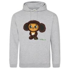 Hoodie with Print Cheburashka And Crocodile Gena Cheburashka Sad - 2XL grey