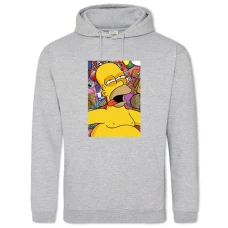 Hoodie with Print The Simpsons Homer With Food - 2XL grey