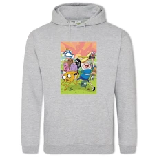 Hoodie with Print Adventure Time Running Heroes - 2XL grey