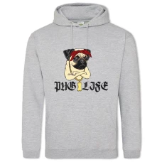 Hoodie with Print Pug Life Theme - 2XL grey