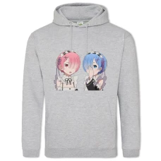 Hoodie with Print Re Zero Ram And Rem - 2XL grey