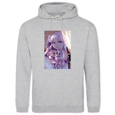 Hoodie with Print Re Zero Cute Emilia Hero - 2XL grey