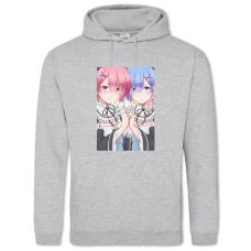 Hoodie with Print Re Zero Sisters - 2XL grey