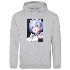 Hoodie with Print Re Zero Rem Face - 2XL grey