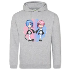 Hoodie with Print Re Zero Rem And Ram Twins Sisters Heroes - 2XL grey