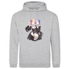 Hoodie with Print Re Zero Amazing Sisters - 2XL grey