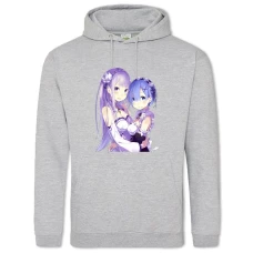 Hoodie with Print Re Zero Rem And Emilia - 2XL grey