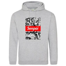 Hoodie with Print Senpai Ahegao - 2XL grey