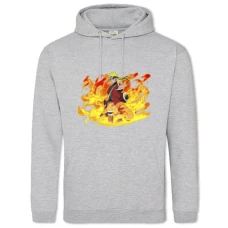 Hoodie with Print Naruto Fire - 2XL grey