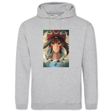 Hoodie with Print Mononoke-Hime Girl - 2XL grey