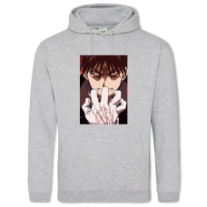 Hoodie with Print Fullmetal Alchemist Hero Print - 2XL grey
