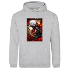 Hoodie with Print Tokyo Ghoul Ken Kaneki Print - 2XL grey