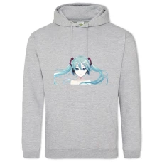 Hoodie with Print Hatsune Miku Face - 2XL grey
