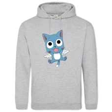 Hoodie with Print Fairy Tail Cat - 2XL grey