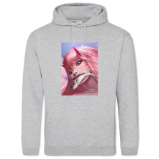Hoodie with Print Darling In The Franxx Zero Two With Fish - 2XL grey