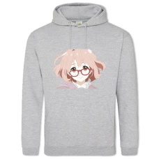 Hoodie with Print Beyond The Boundary Kuriyama Mirai Face - 2XL grey