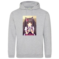 Hoodie with Print Neko Para Chocola Box - 2XL grey