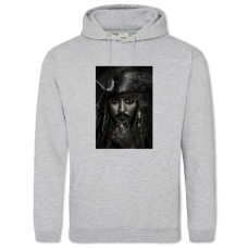 Hoodie with Print Pirates Of The Caribbean Jack Sparrow Face - 2XL grey