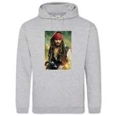 Hoodie with Print Pirates Of The Caribbean Hero Jack Sparrow - 2XL grey