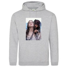Hoodie with Print Pirates Of The Caribbean Jack Sparrow And Elizabeth Swann - 2XL grey