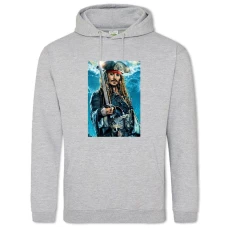 Hoodie with Print Pirates Of The Caribbean Captain Jack Sparrow - 2XL grey