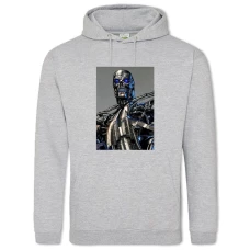 Hoodie with Print The Terminator Robot Print - 2XL grey