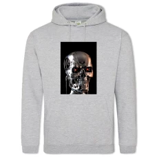 Hoodie with Print The Terminator Robot Head - 2XL grey