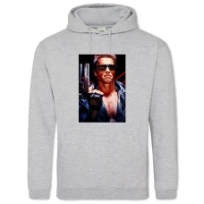 Hoodie with Print The Terminator Hero Arnold Schwarzenegger - 2XL grey