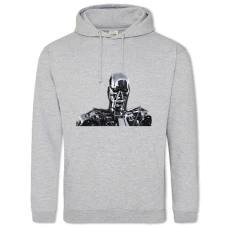 Hoodie with Print The Terminator Robot Face - 2XL grey
