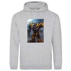 Hoodie with Print Transformers Bumblebee Robot Hero Print - 2XL grey