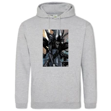 Hoodie with Print Alien Monster Art - 2XL grey