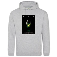 Hoodie with Print Alien Monster Egg - 2XL grey