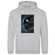Hoodie with Print Alien Monster Face - 2XL grey