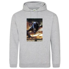 Hoodie with Print Alien Angry Monster - 2XL grey