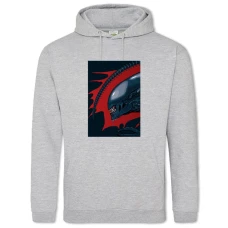 Hoodie with Print Alien Monster Print - 2XL grey