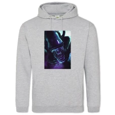 Hoodie with Print Alien Scary Monster - 2XL grey
