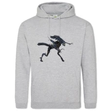 Hoodie with Print Alien Creature - 2XL grey