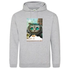 Hoodie with Print Alice In Wonderland Cheshire Cat Hero - 2XL grey