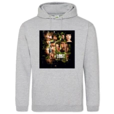 Hoodie with Print Lost Theme Print - 2XL grey