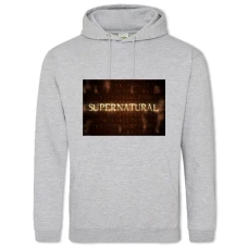 Hoodie with Print Supernatural Logo - 2XL grey