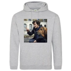 Hoodie with Print Sherlock With Dog - 2XL grey