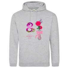 Hoodie with Print On The 8Th Of March! Happy Women'ss Day Print - 2XL grey