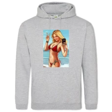 Худи с принтом ГТА Девушка Принт - 2XL серый