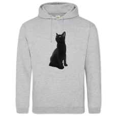 Hoodie with Print Black Cat - 2XL grey