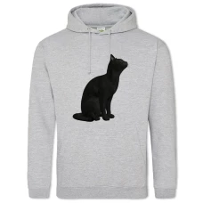 Hoodie with Print Black Cat 2 - 2XL grey