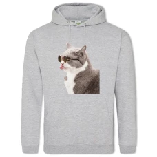 Hoodie with Print Trendy Gray And White Cat - 2XL grey