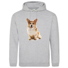 Hoodie with Print Cute Corgi - 2XL grey